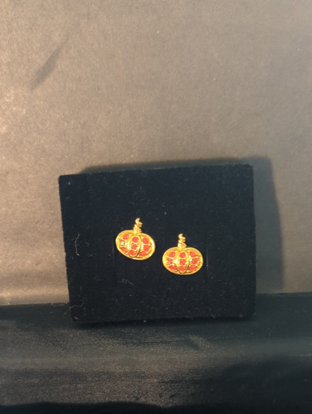 Gold and Orange Pumpkin Charm Earrings - Women Jewelry